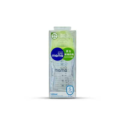 Super Mama Wide Caliber Glass Feeding Bottle (160 ml)