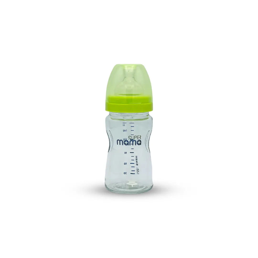Super Mama Wide Caliber Glass Feeding Bottle (160 ml)