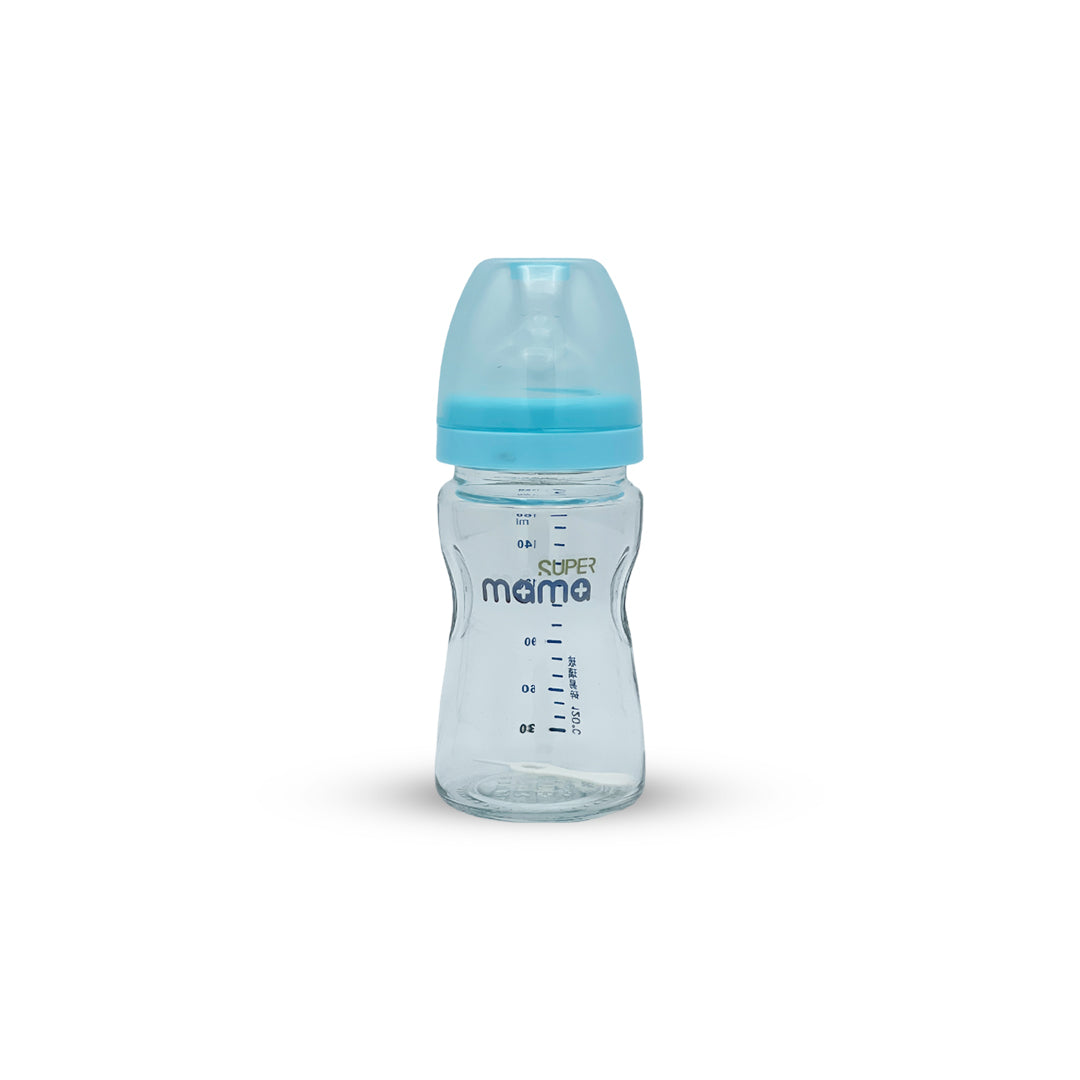 Super Mama Wide Caliber Glass Feeding Bottle (160 ml)