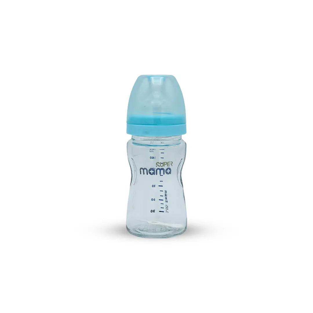 Super Mama Wide Caliber Glass Feeding Bottle (160 ml)