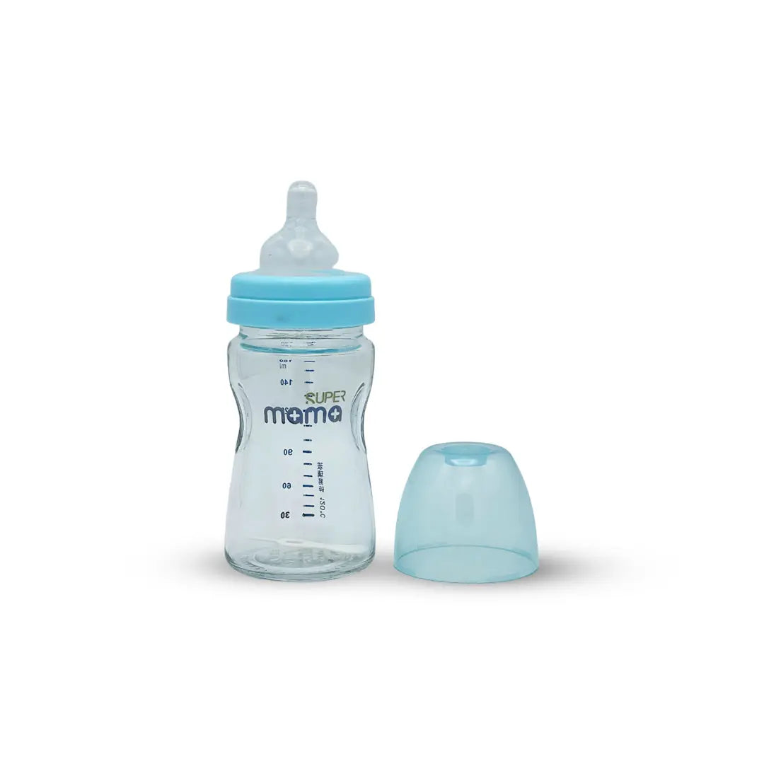Super Mama Wide Caliber Glass Feeding Bottle (160 ml)