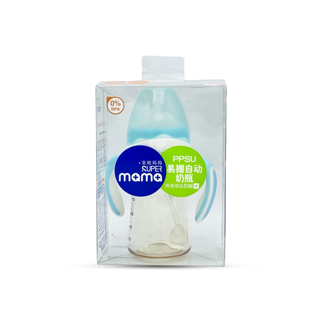 Super Mama Wide Caliber PPSU Feeding Bottle with two color handle (180 ml)