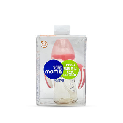 Super Mama Wide Caliber PPSU Feeding Bottle with two color handle (180 ml)