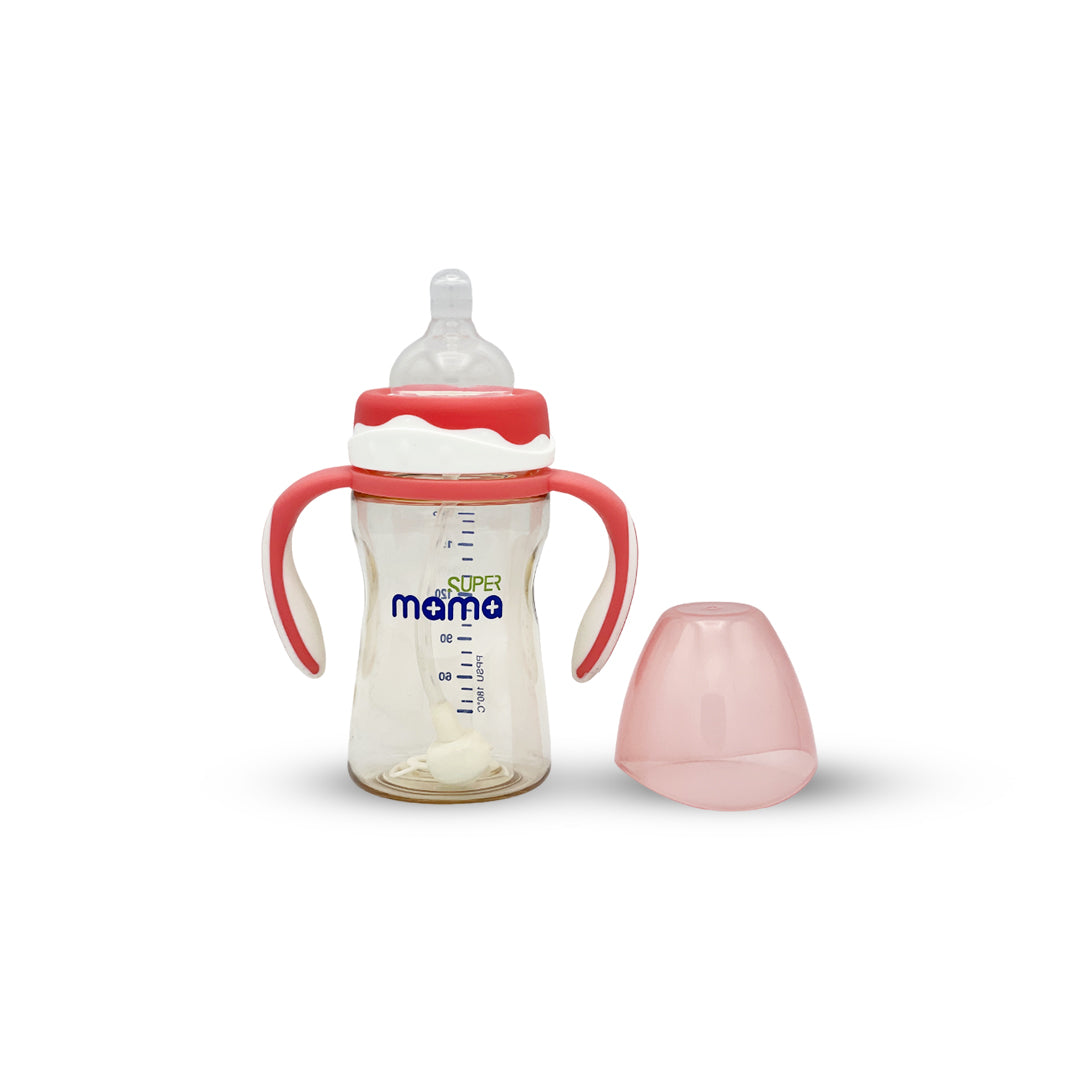 Super Mama Wide Caliber PPSU Feeding Bottle with two color handle (180 ml)