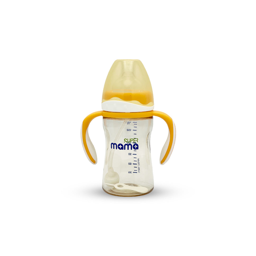 Super Mama Wide Caliber PPSU Feeding Bottle with two color handle (180 ml)