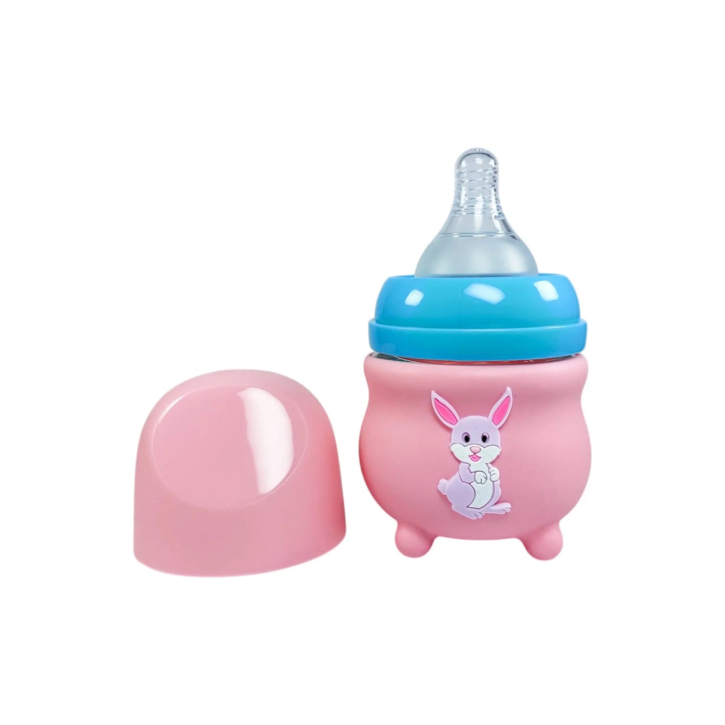Rio's Wide Caliber Glass Feeding Bottle with Rabbit Sleeve (80 ml)