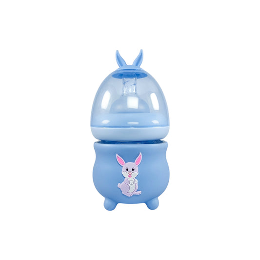 Rio's Wide Caliber Glass Feeding Bottle with Rabbit Sleeve and Fancy Cap (80 ml)