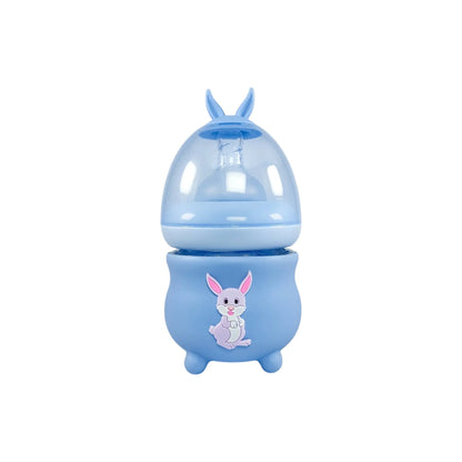Rio's Wide Caliber Glass Feeding Bottle with Rabbit Sleeve and Fancy Cap (80 ml)