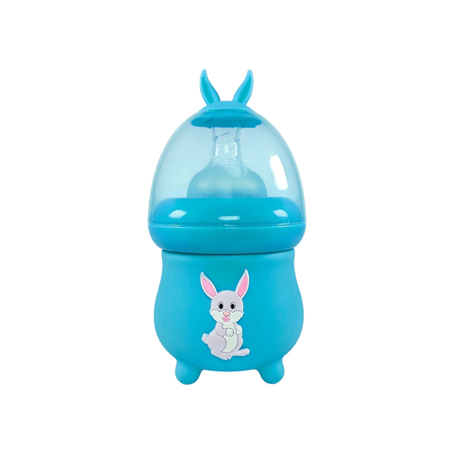 Rio's Wide Caliber Glass Feeding Bottle with Rabbit Sleeve and Fancy Cap (80 ml)