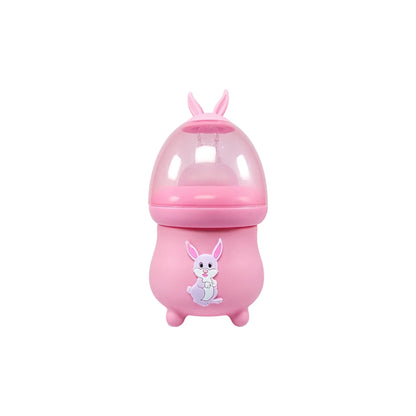 Rio's Wide Caliber Glass Feeding Bottle with Rabbit Sleeve and Fancy Cap (80 ml)