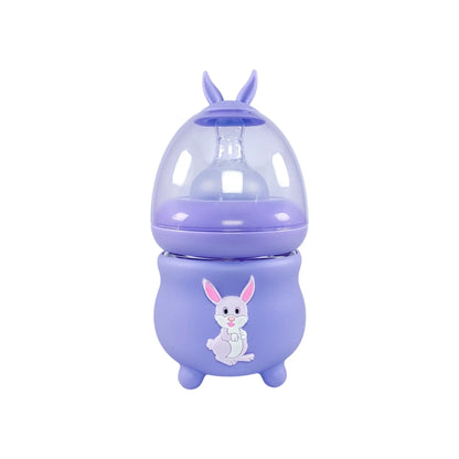 Rio's Wide Caliber Glass Feeding Bottle with Rabbit Sleeve and Fancy Cap (80 ml)