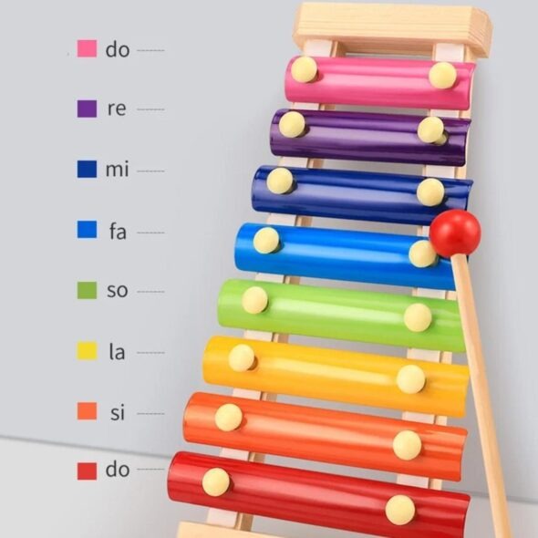 2-in-1 Wooden Learning Toy Set – Xylophone + Rainbow Stacking Tower (Pack of 2)